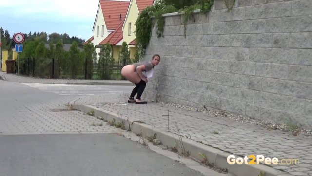 Превью Красотка писают на улице и не стесняются светить пилоткой № 16819